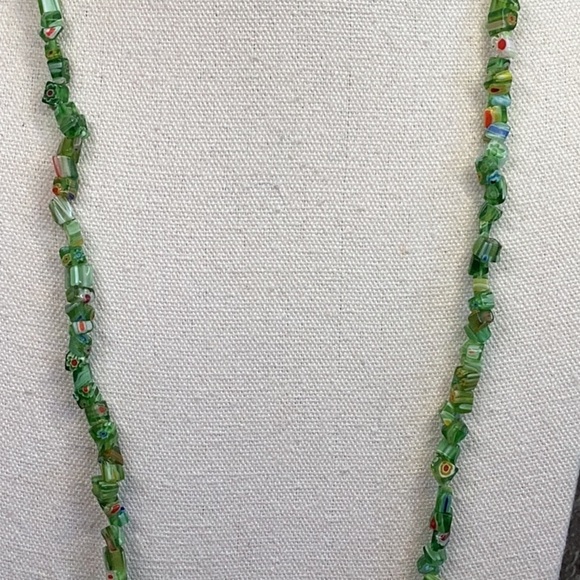Millefiori Green Glass Necklace - Picture 3 of 5